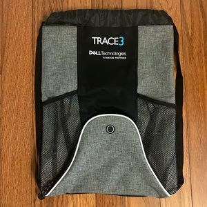 Leeds Trace3 Dell Tech Gray Black Deluxe Slim Drawstring Backpack Sportspack